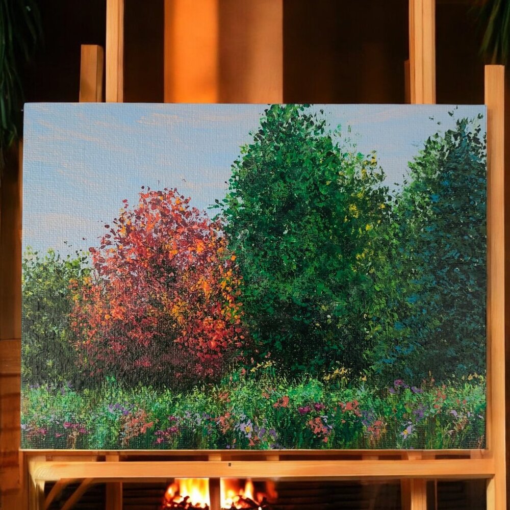 Nature's Beauty Acrylic on Canvas Landscape Painting in Size  6" x 8" by Deb Bos